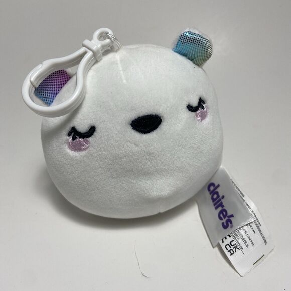 Claires Squishmallows Sertina The Polar Bear White 3 Inch Plush Clip On - Picture 1 of 5